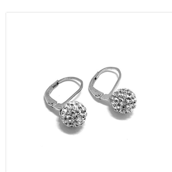 1.0 ctw Swarovski Crystal, Lever Back Silver Earrings - Picture 2 of 2